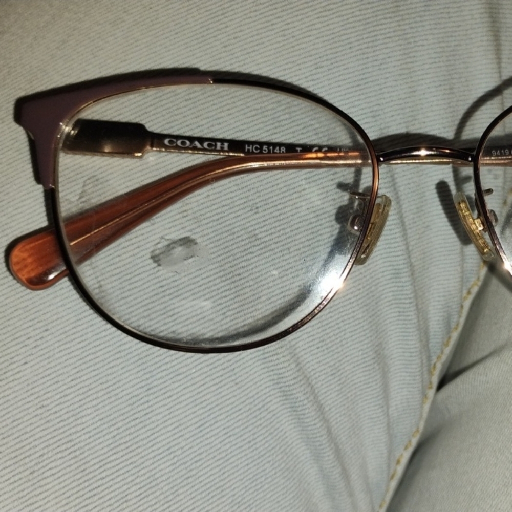 Coach Gold and Brown Rectangular Glasses